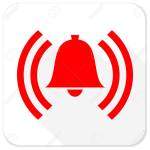 alarm red flat icon with long shadow on white background